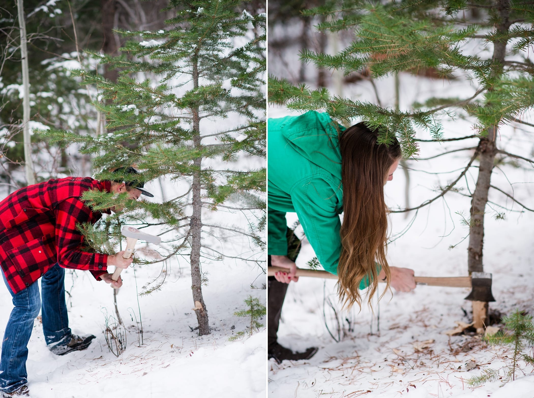 Cutting Down a Christmas Tree Anniversary Session by Michelle & Logan