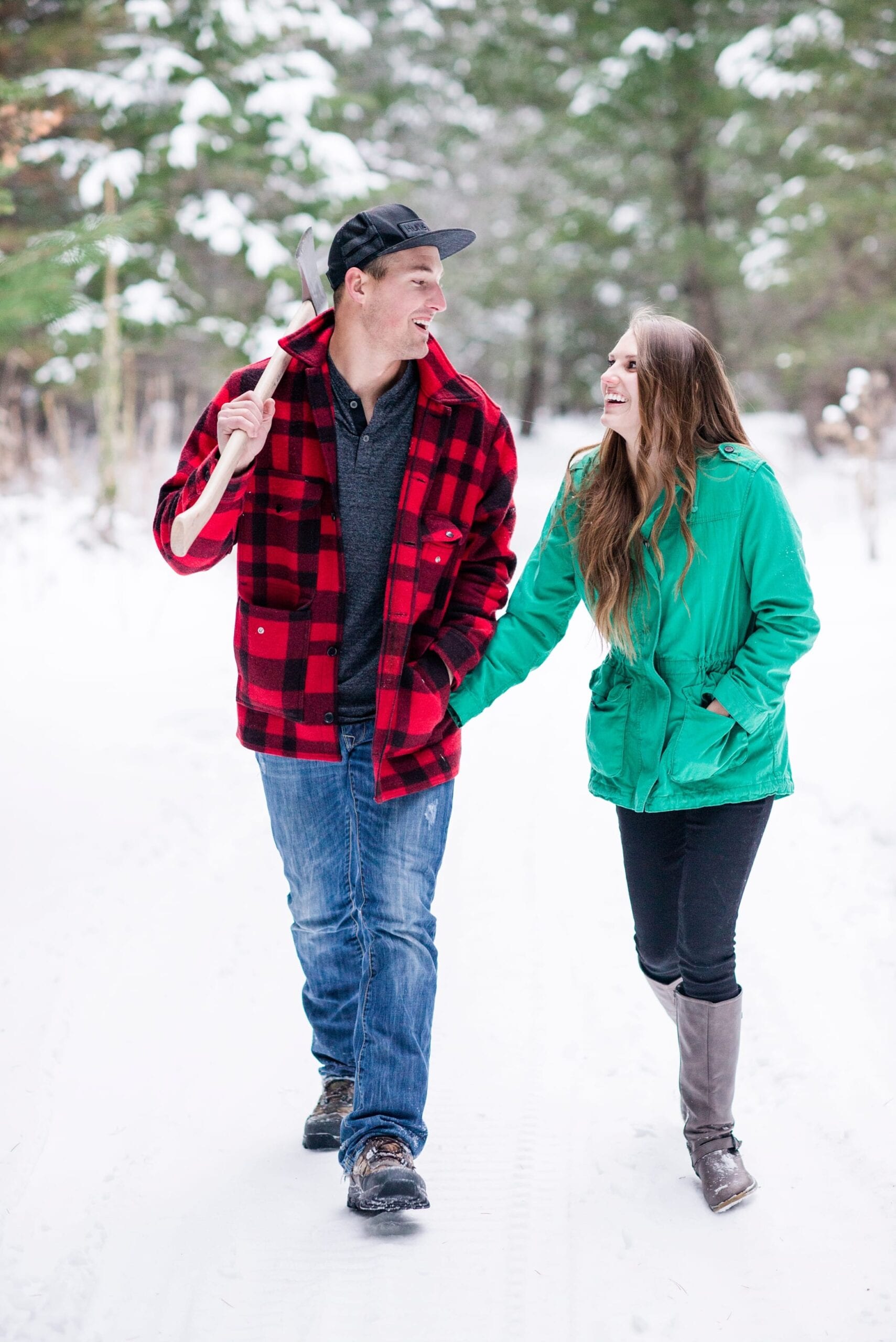 Cutting Down a Christmas Tree Anniversary Session by Michelle & Logan