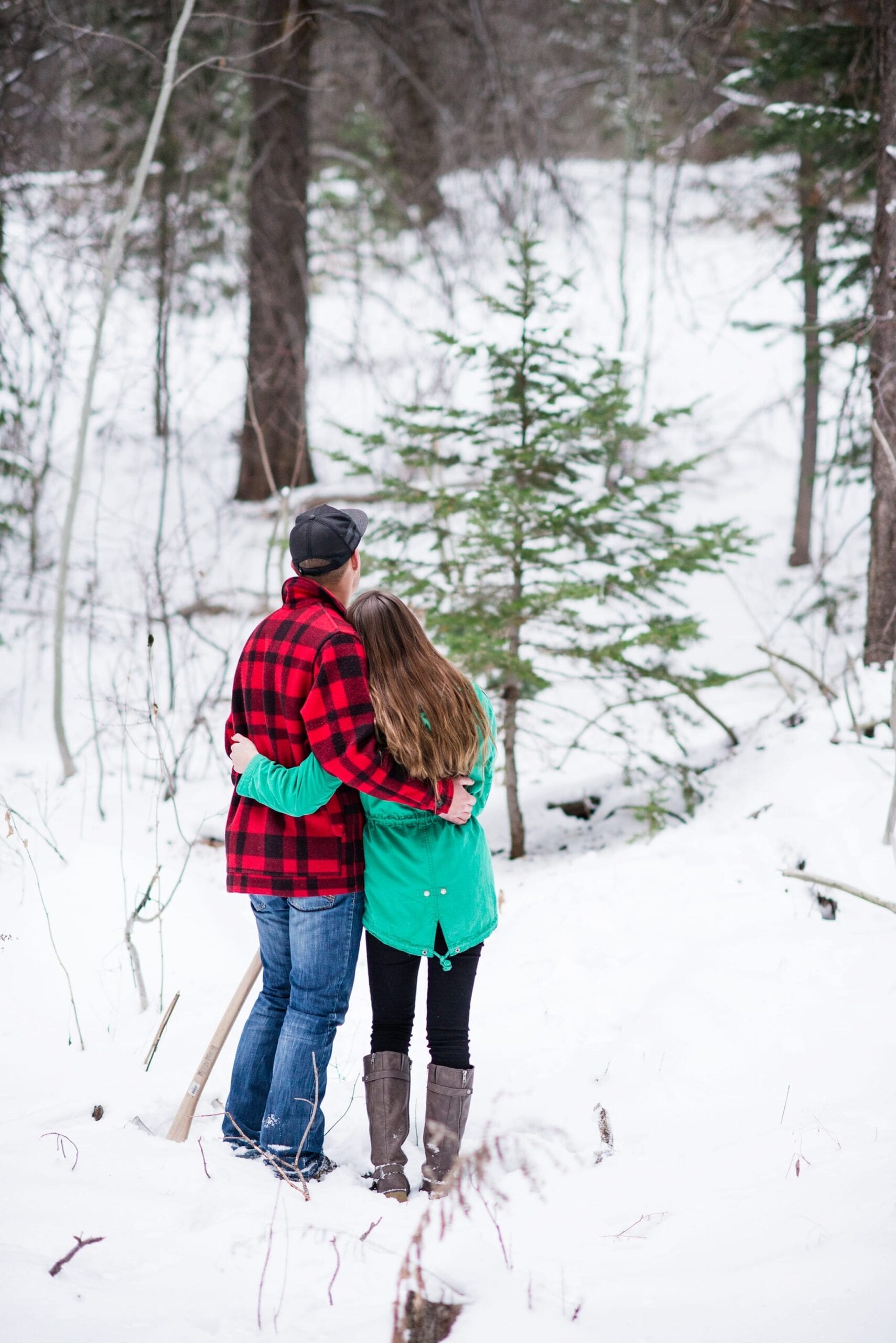 Cutting Down a Christmas Tree Anniversary Session by Michelle & Logan