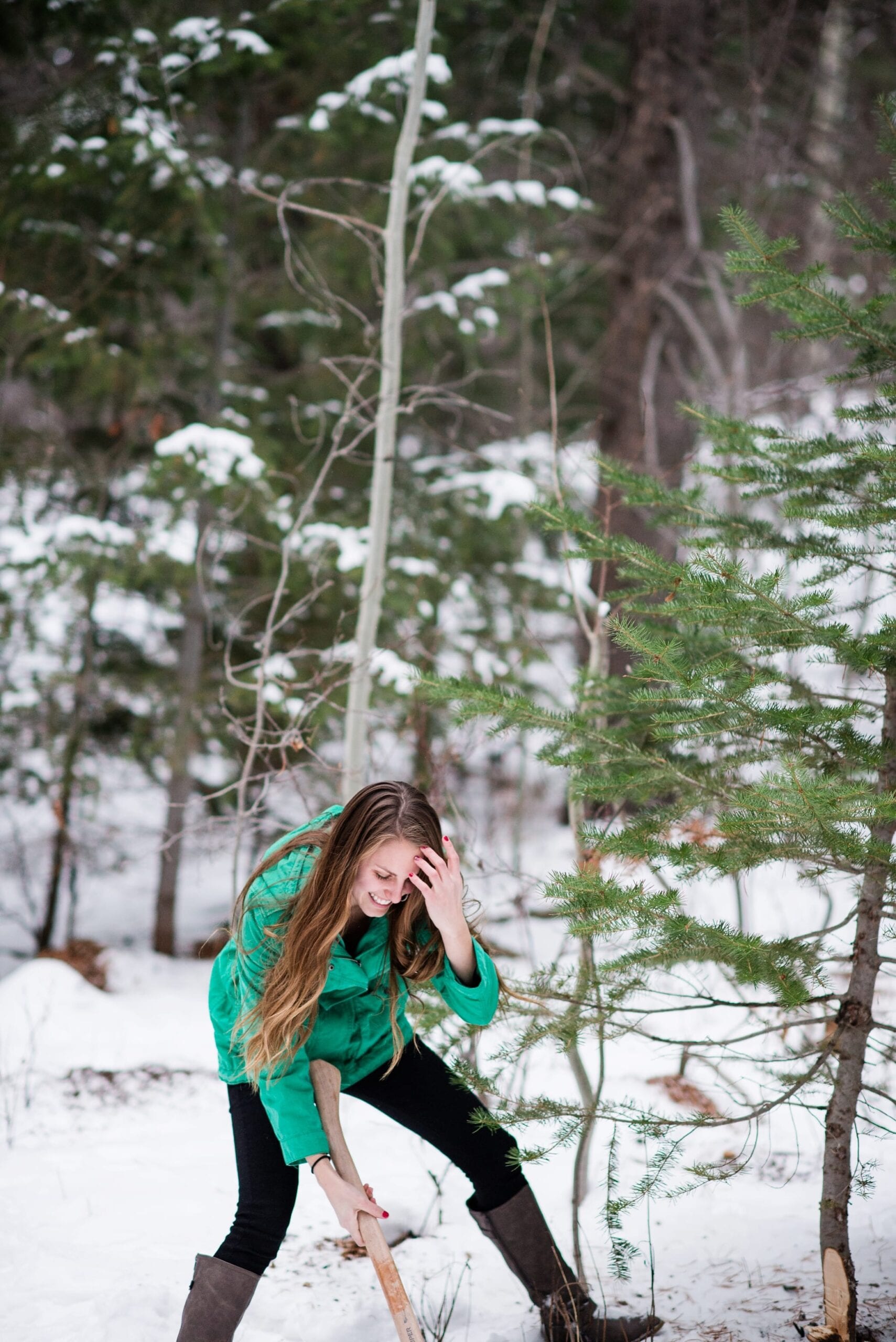 Cutting Down a Christmas Tree Anniversary Session by Michelle & Logan