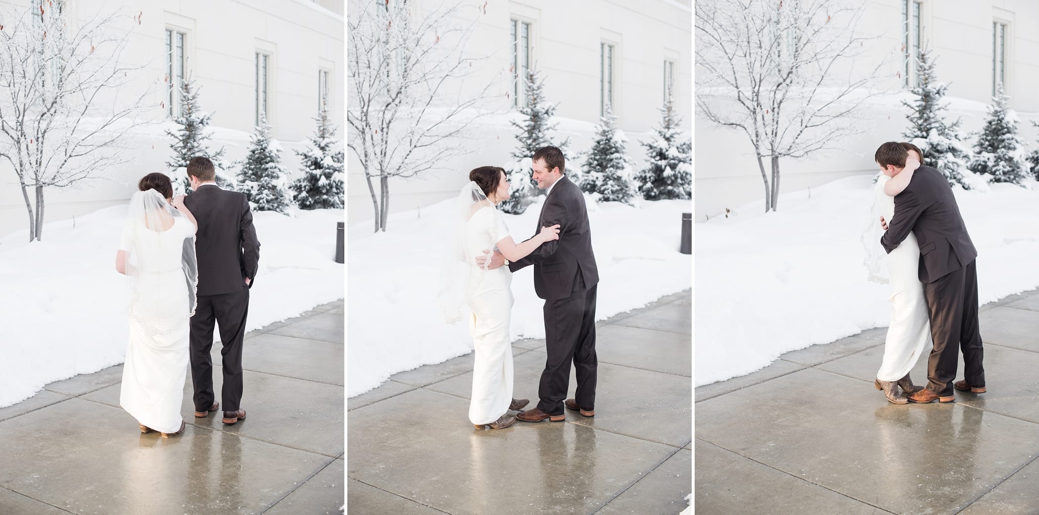 Rexburg Idaho LDS Temple bridal session in the winter by Michelle & Logan