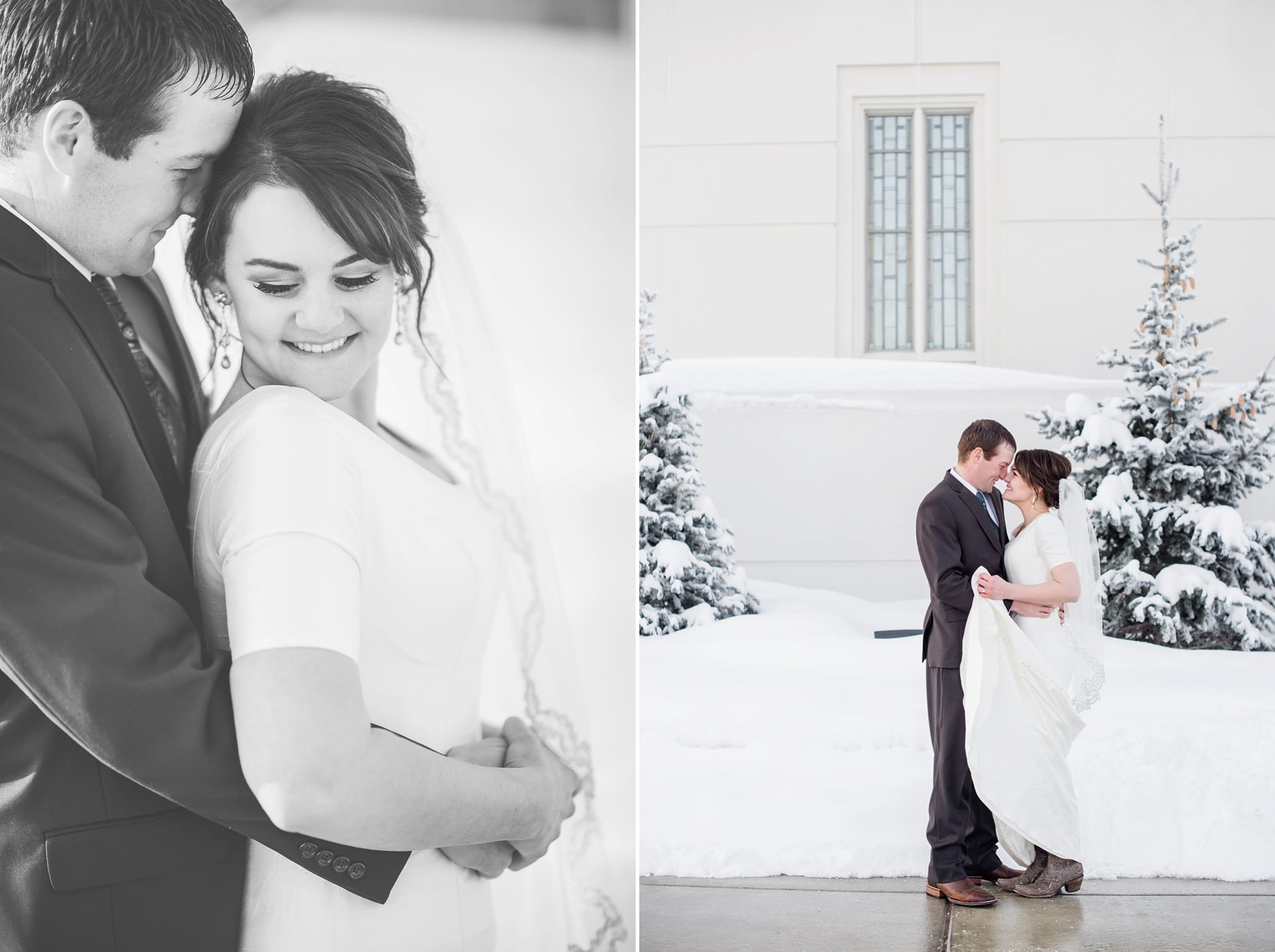 Rexburg Idaho LDS Temple bridal session in the winter by Michelle & Logan