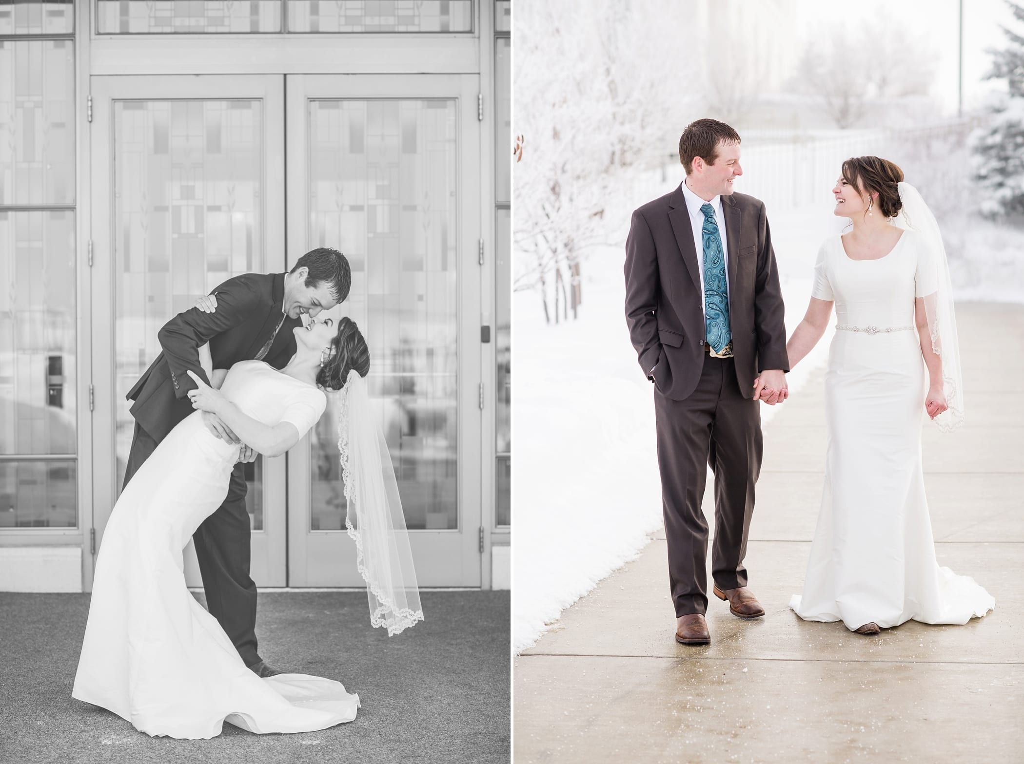 Rexburg Idaho LDS Temple bridal session in the winter by Michelle & Logan