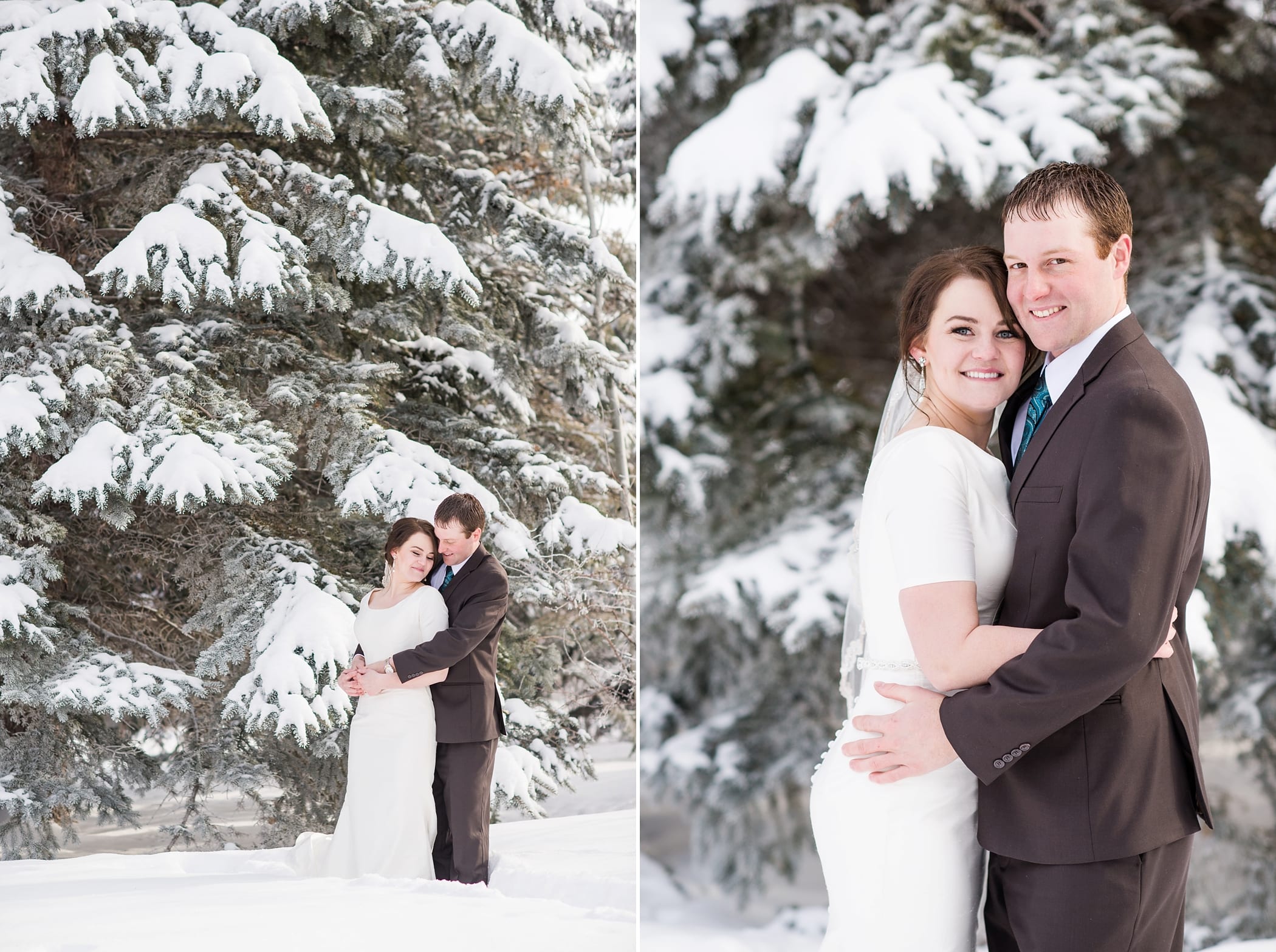 Rexburg Idaho LDS Temple bridal session in the winter by Michelle & Logan