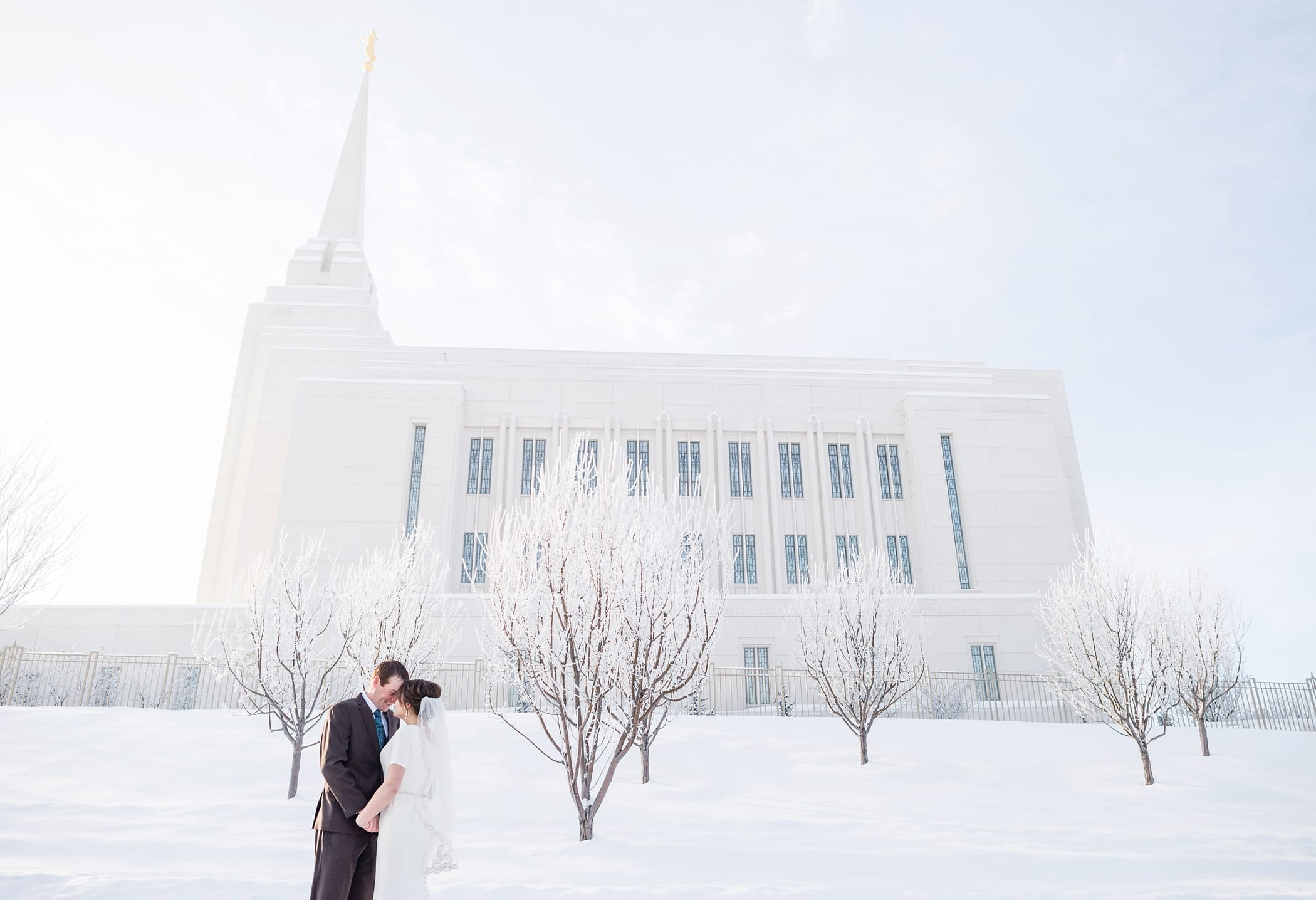 Rexburg Idaho LDS Temple bridal session in the winter by Michelle & Logan