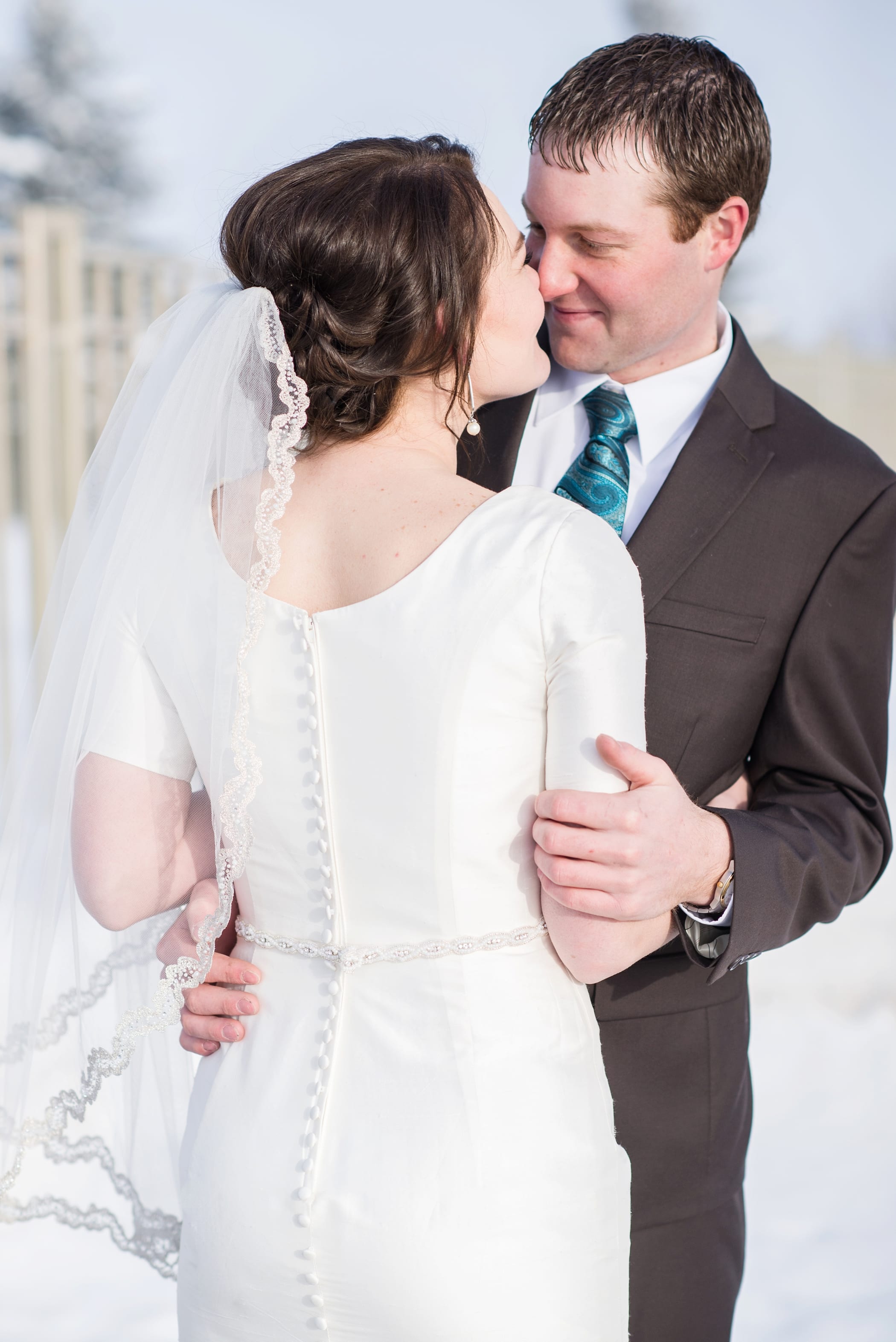 Rexburg Idaho LDS Temple bridal session in the winter by Michelle & Logan