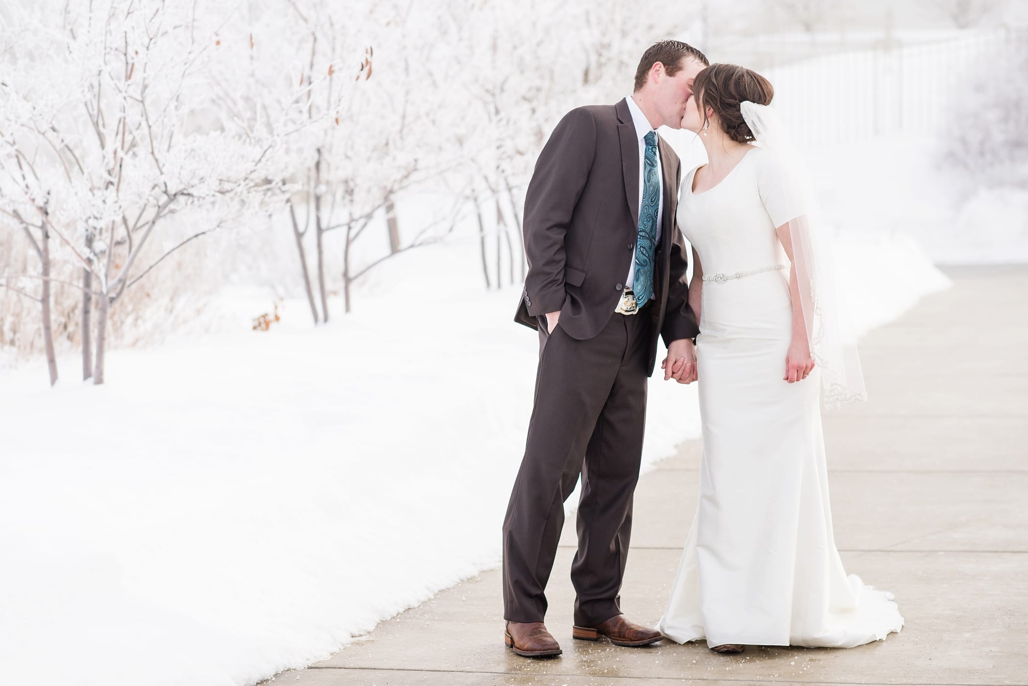 Rexburg Idaho LDS Temple bridal session in the winter by Michelle & Logan