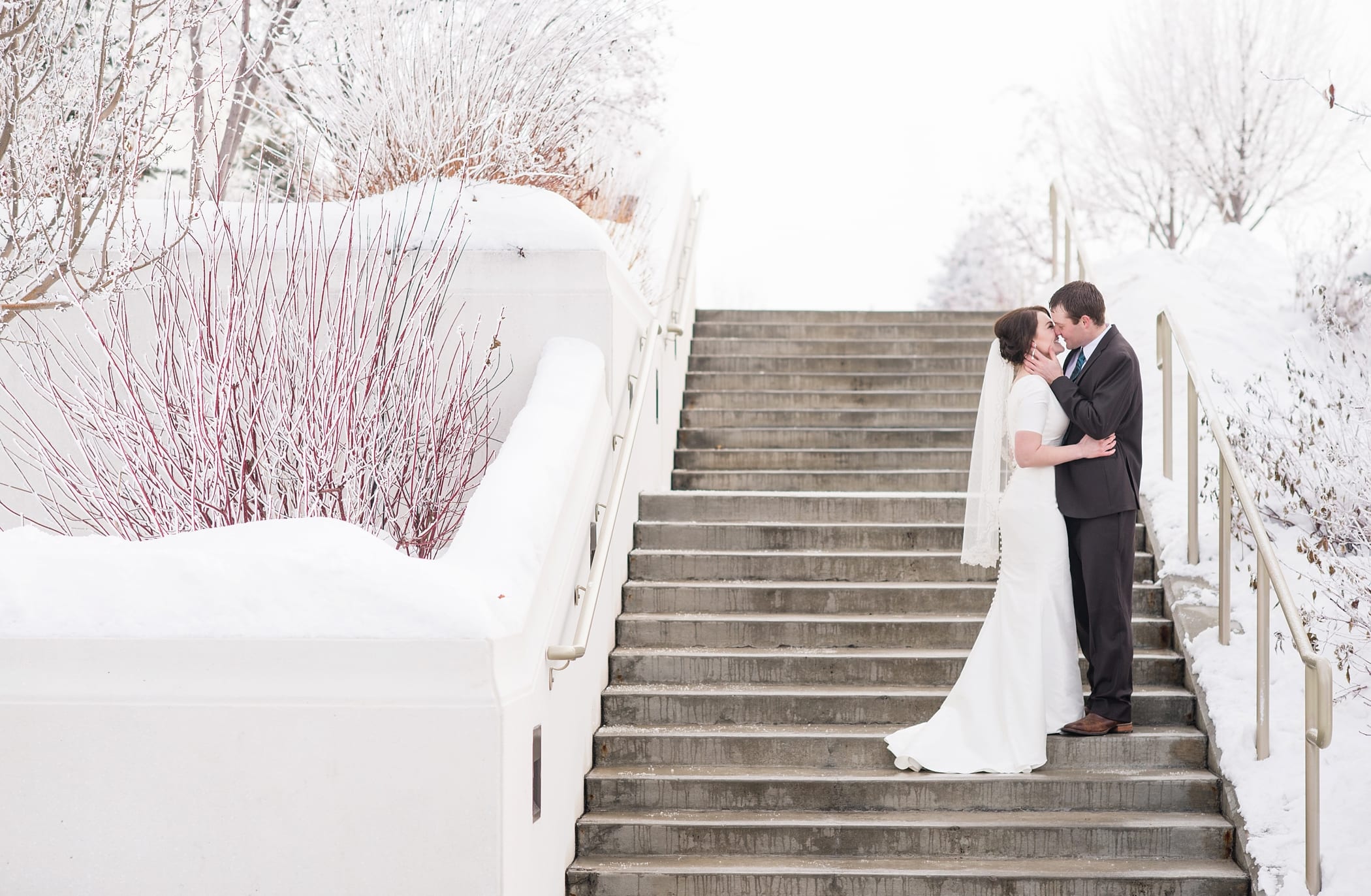 Rexburg Idaho LDS Temple bridal session in the winter by Michelle & Logan