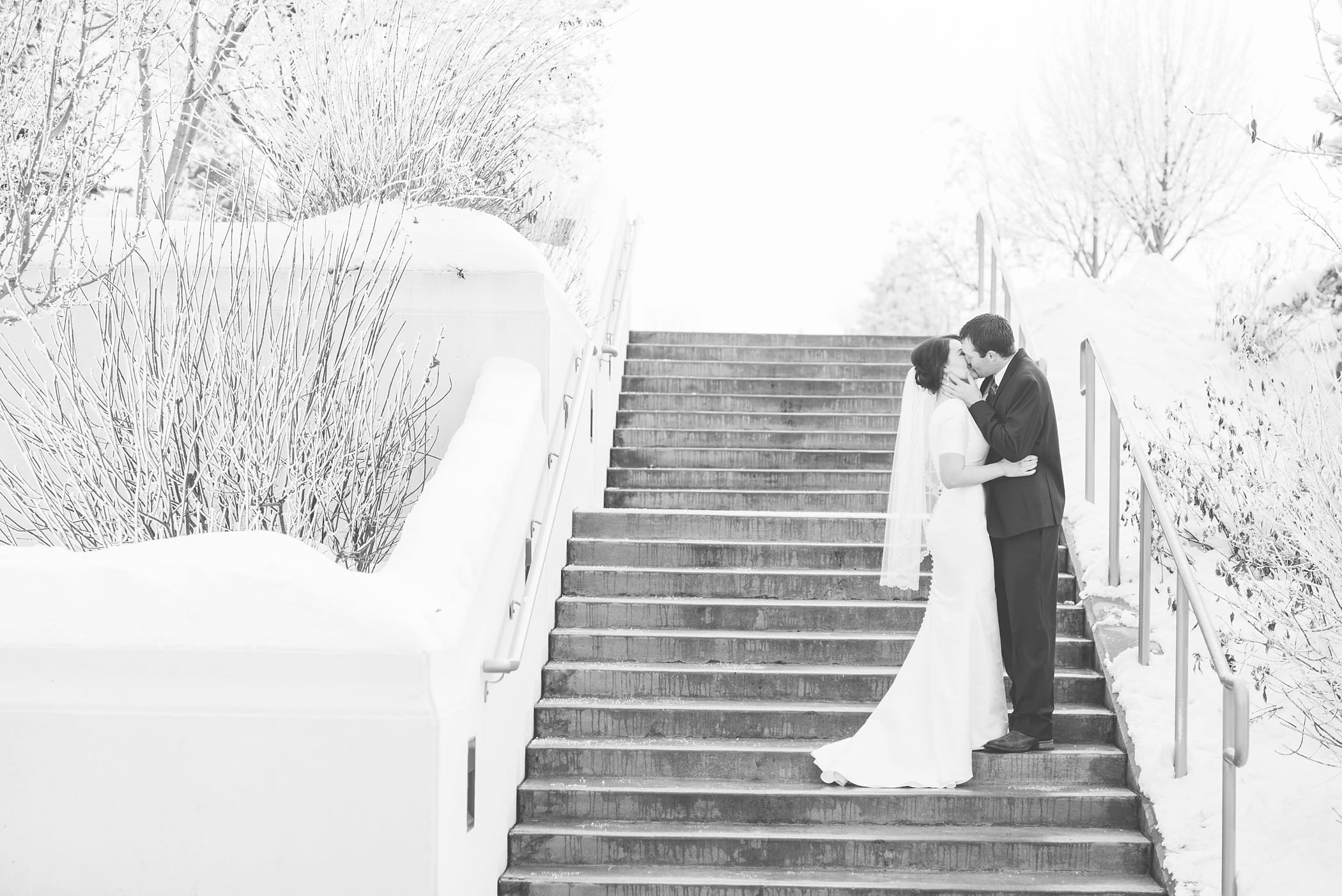 Rexburg Idaho LDS Temple bridal session in the winter by Michelle & Logan