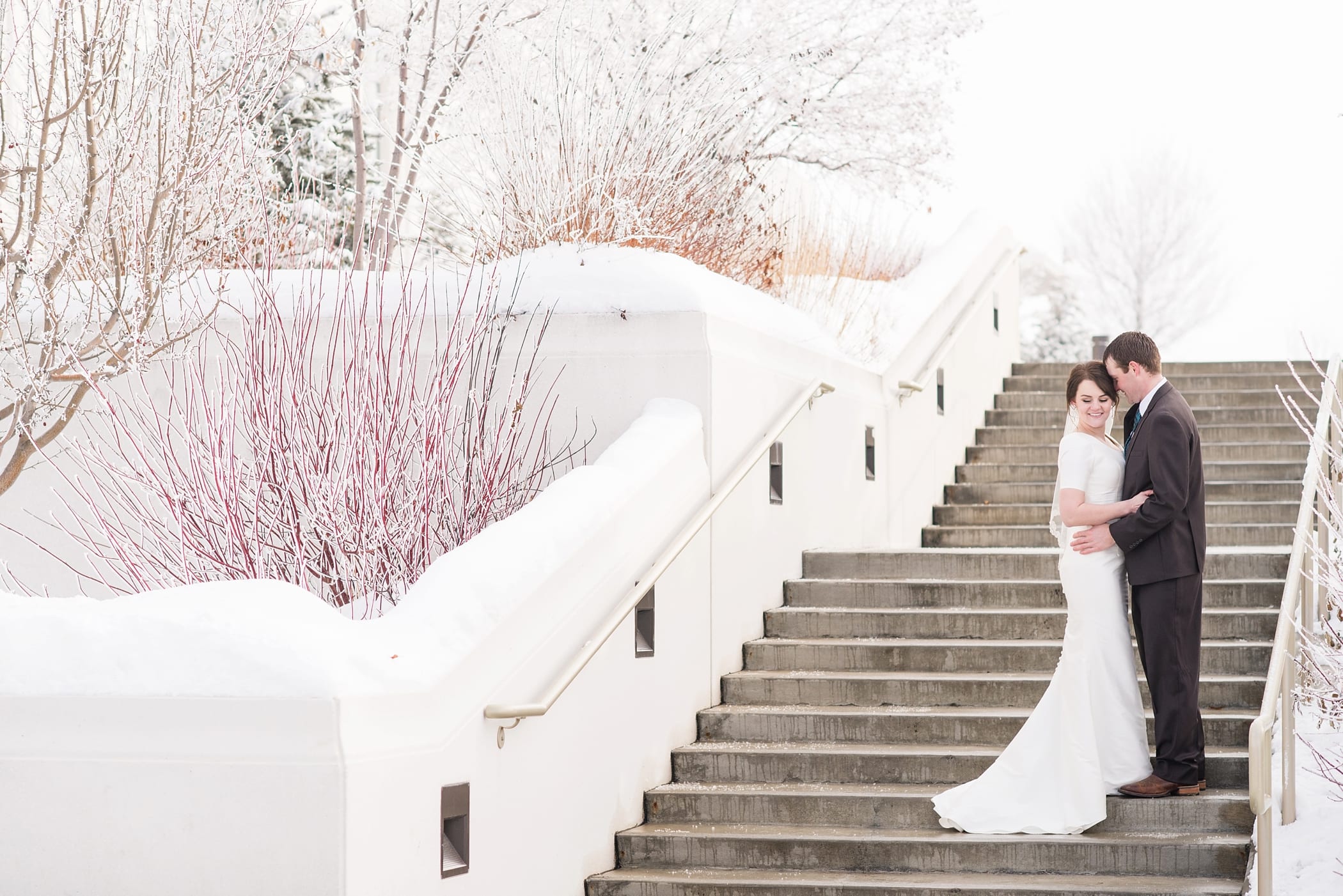 Rexburg Idaho LDS Temple bridal session in the winter by Michelle & Logan