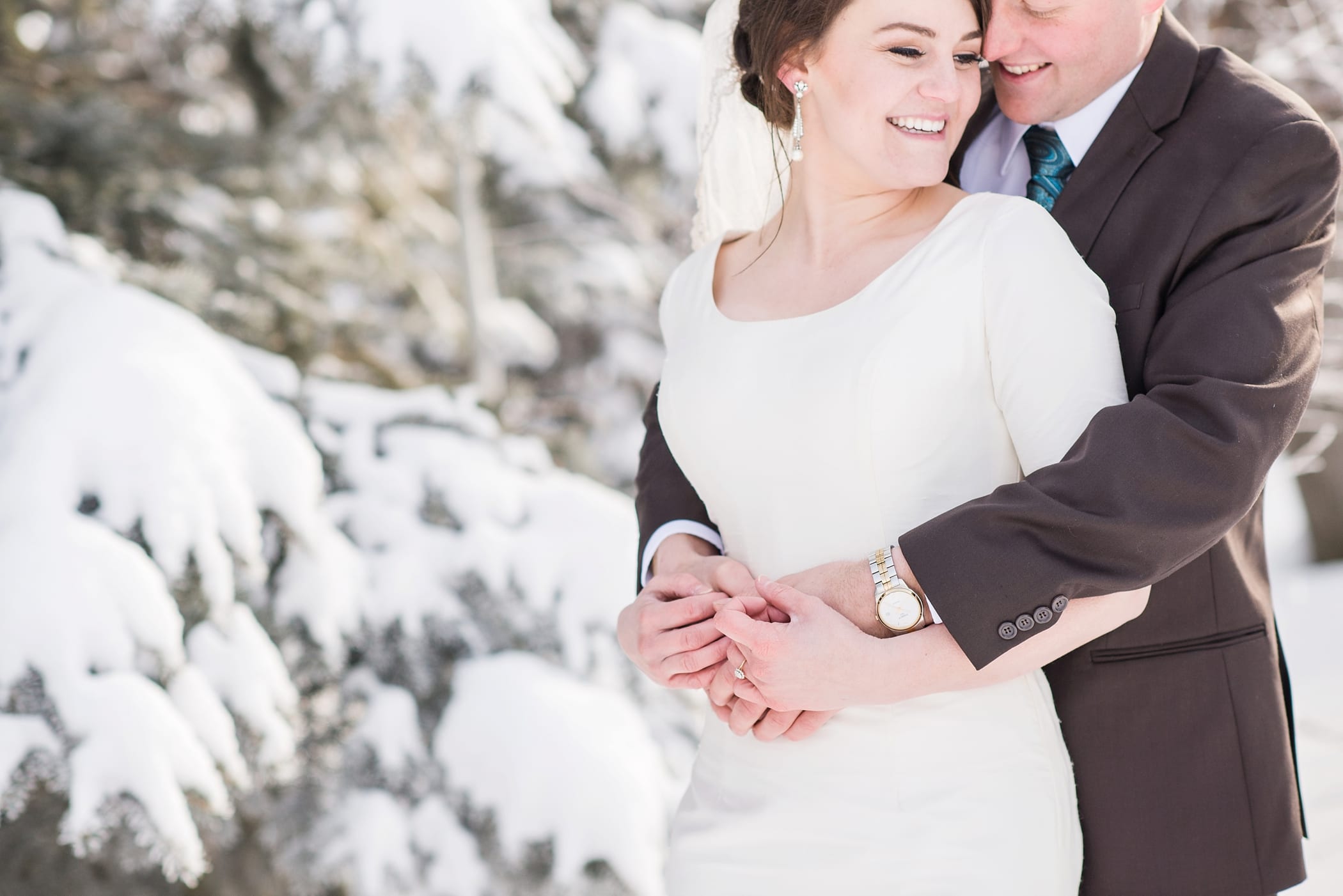 Rexburg Idaho LDS Temple bridal session in the winter by Michelle & Logan