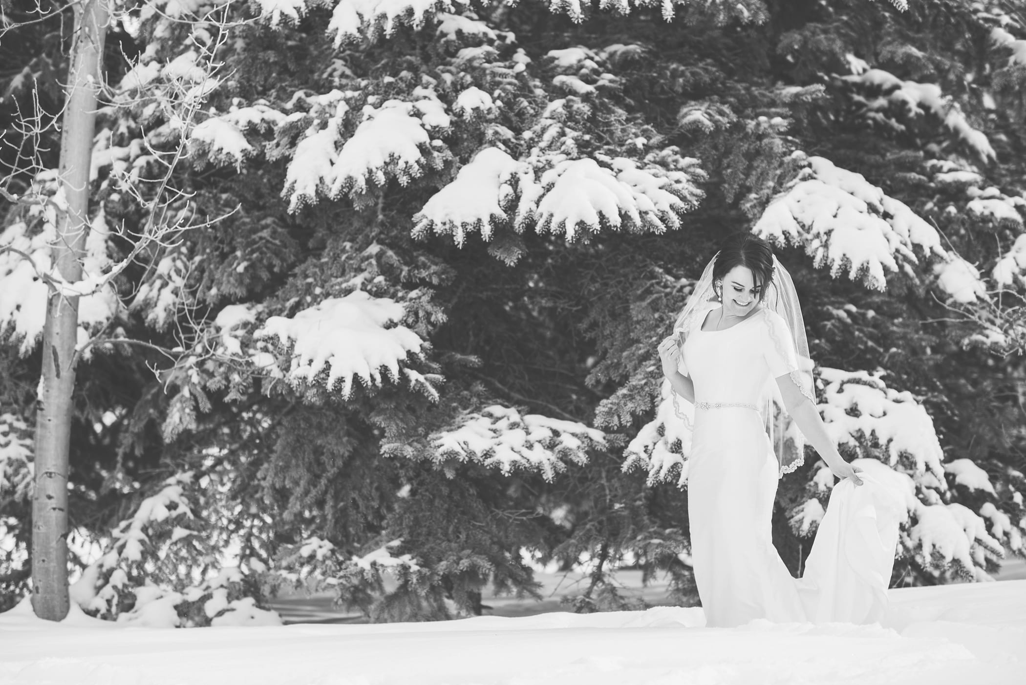 Rexburg Idaho LDS Temple bridal session in the winter by Michelle & Logan