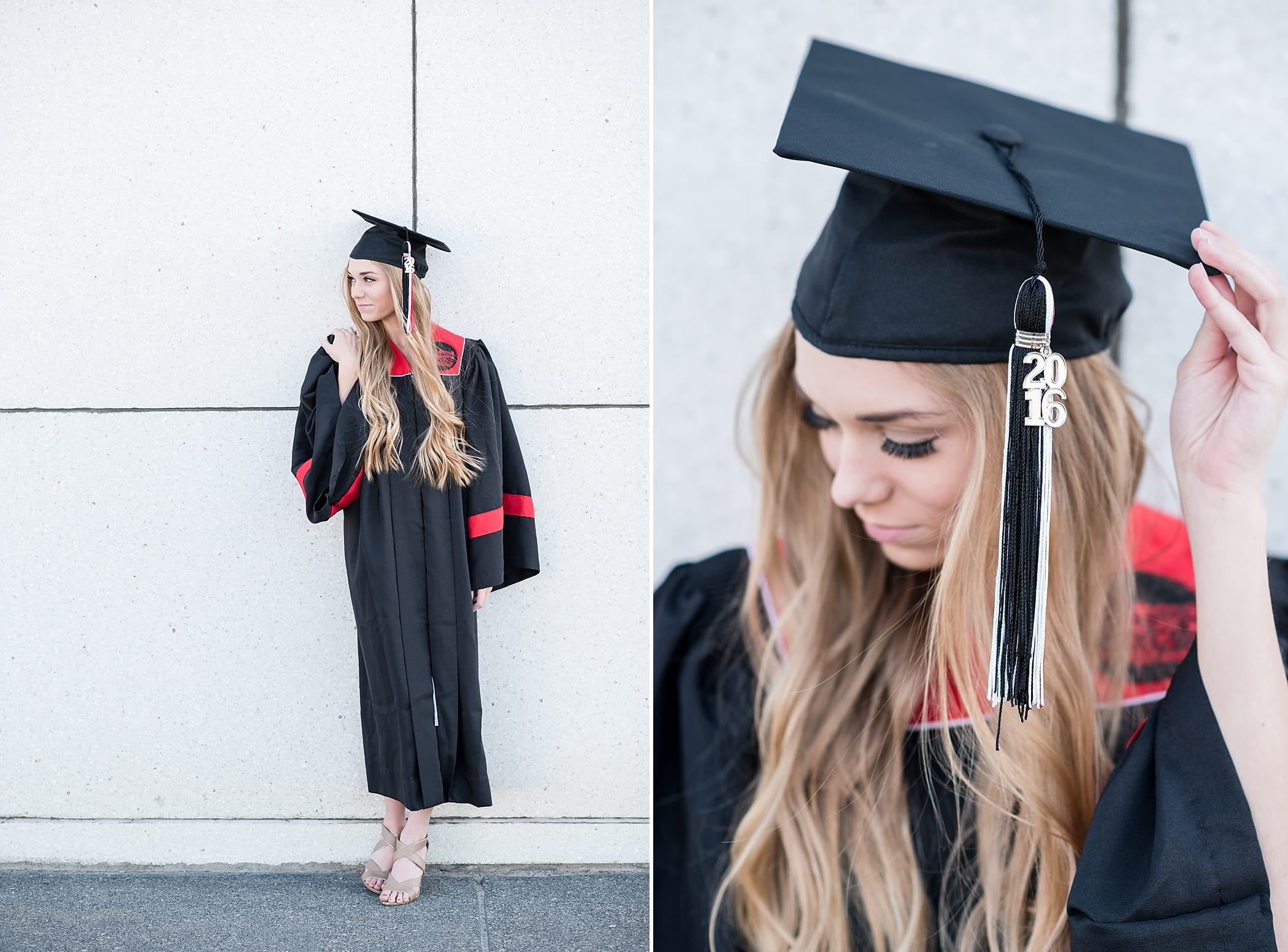Senior Girl cap and gown Graduation Photos Downtown by Michelle & Logan