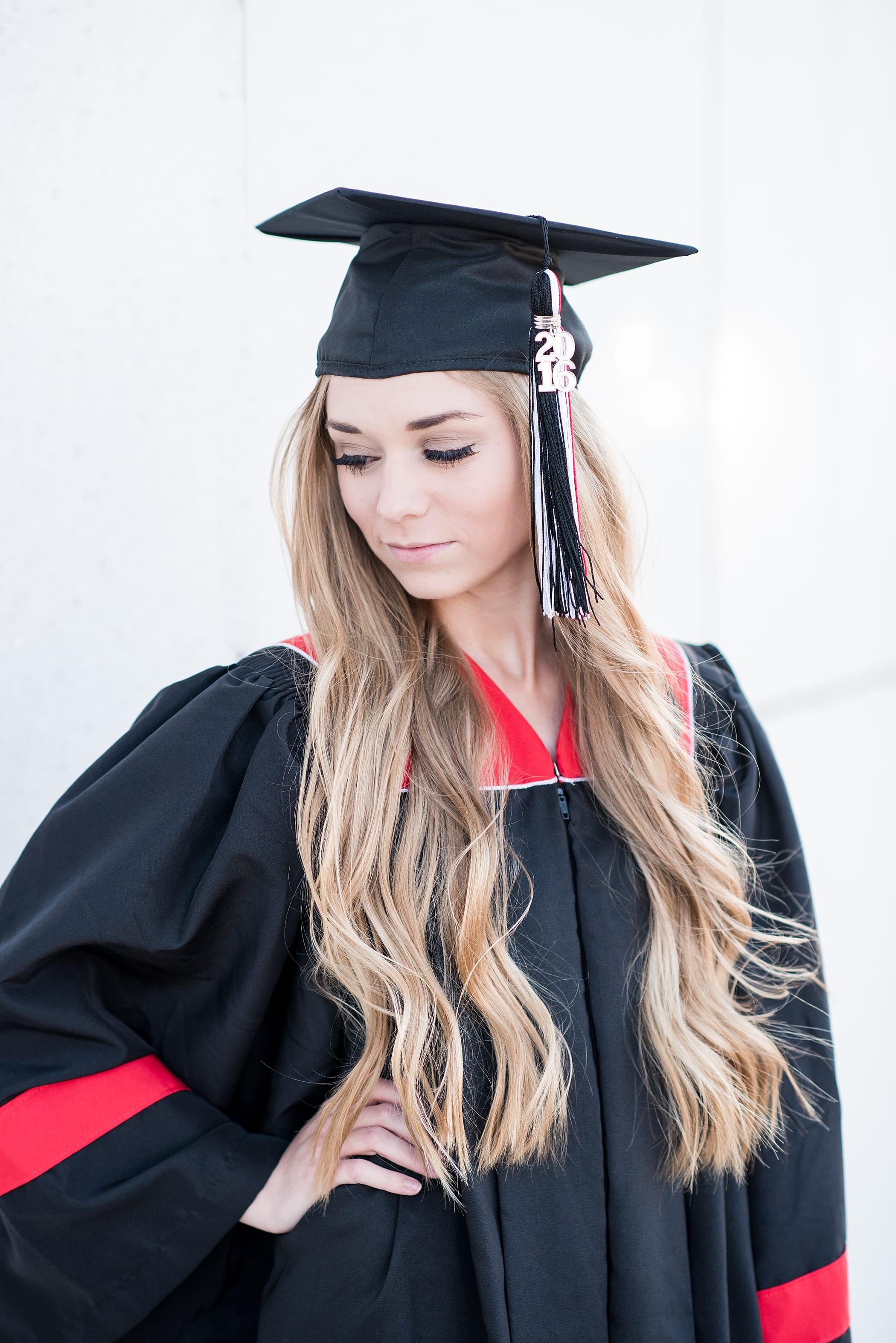 Senior Girl cap and gown Graduation Photos Downtown by Michelle & Logan