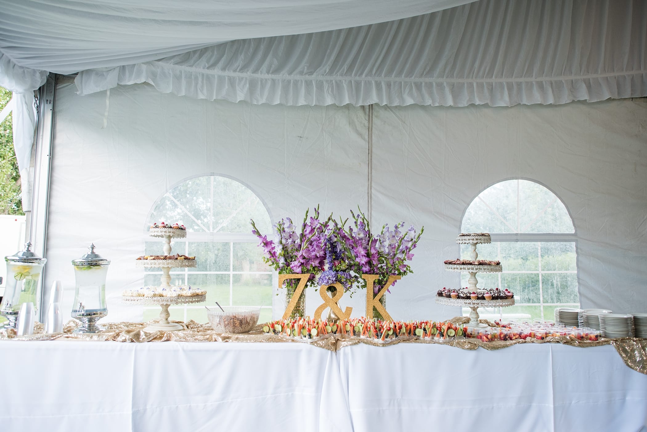 Purple and Gold Outdoor Tented Reception Idaho Falls by Michelle & Logan