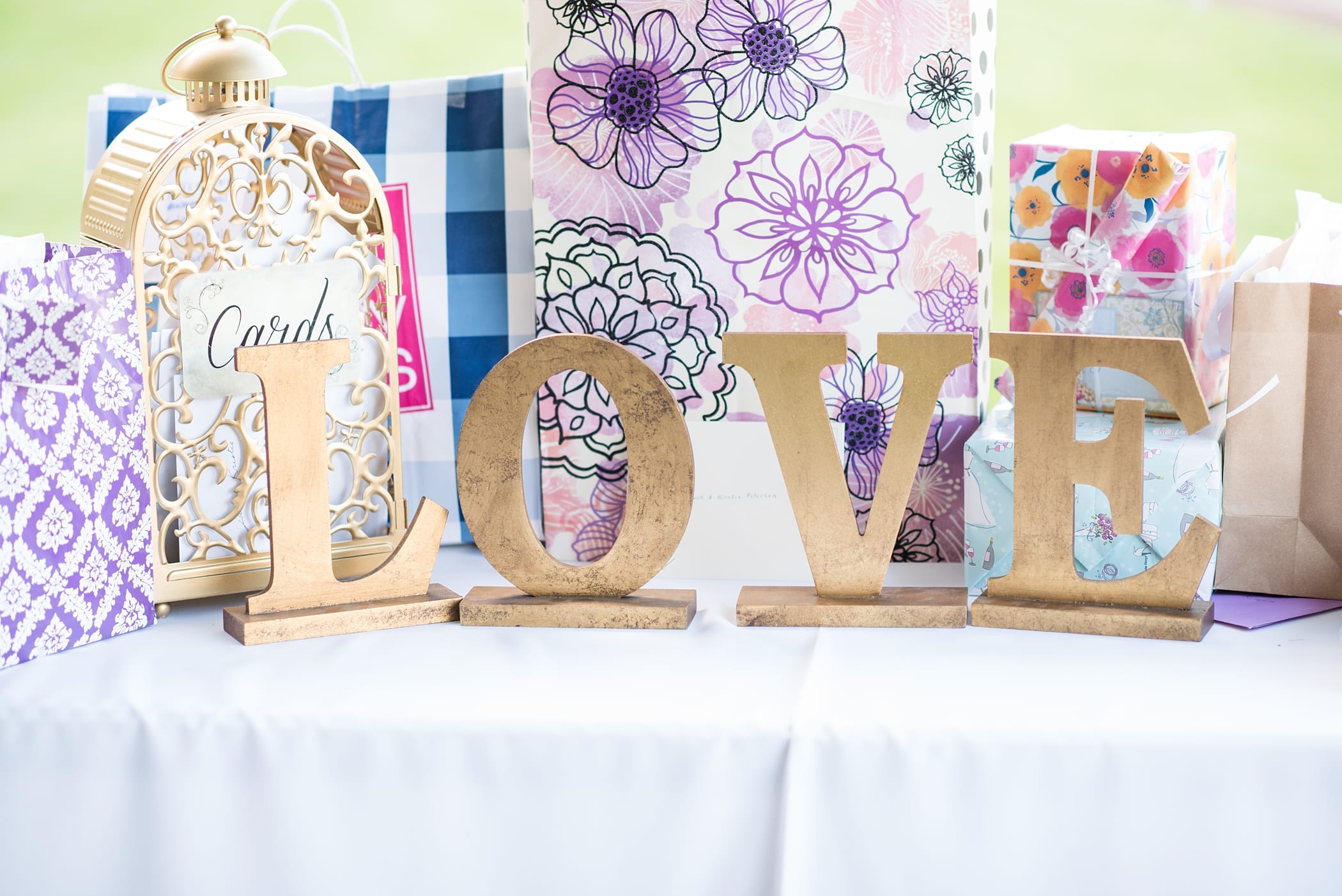 Purple and Gold Outdoor Tented Reception Idaho Falls by Michelle & Logan