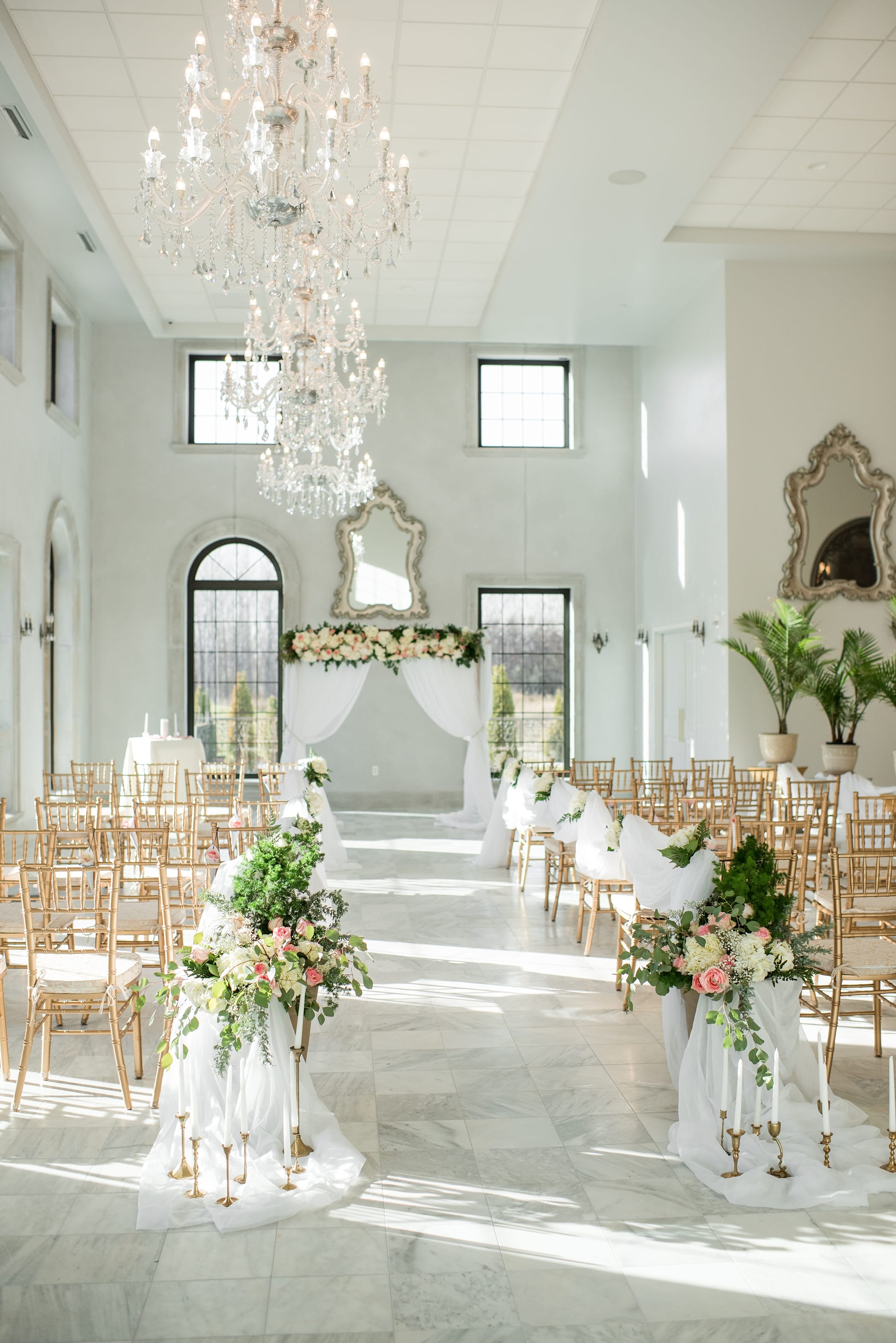 Blush, white, and gold wedding at The Chateau des Fleurs by Michelle & Logan Photo+Films
