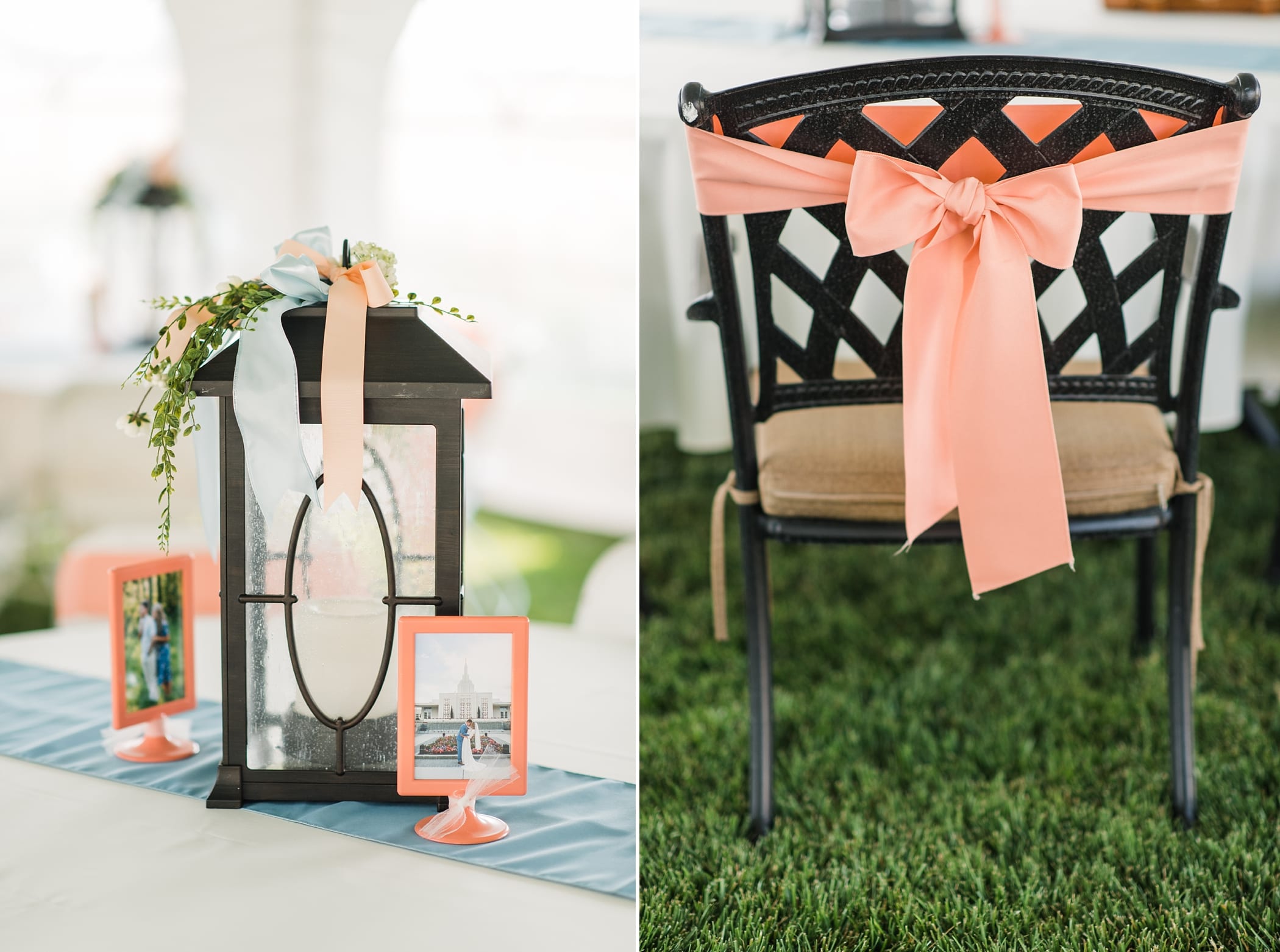 Idaho Summer wedding and outdoor reception | Idaho Falls LDS Temple | Dusty Blue and peach wedding | Michelle & Logan Photo & Films 