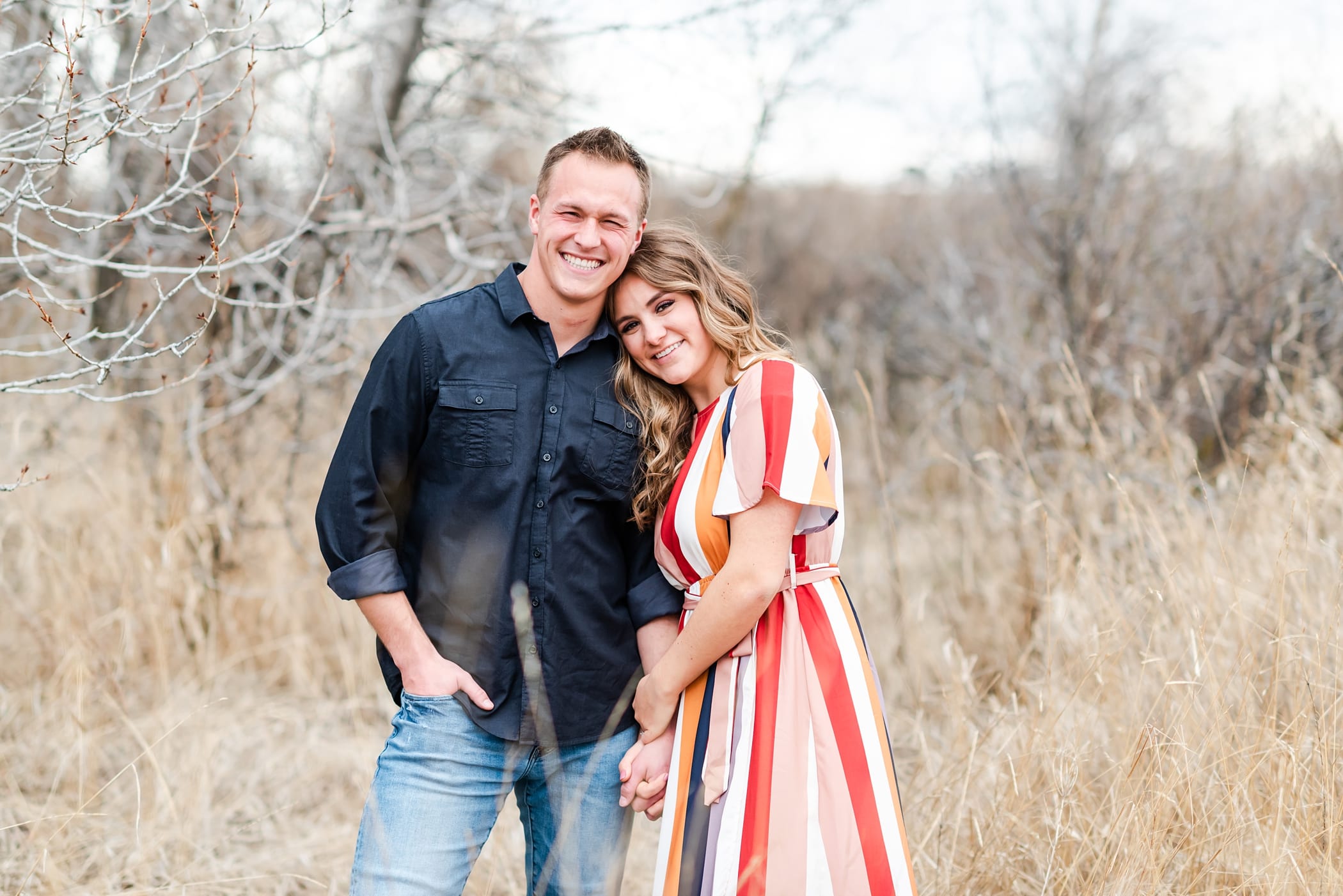 windy spring engagement session 