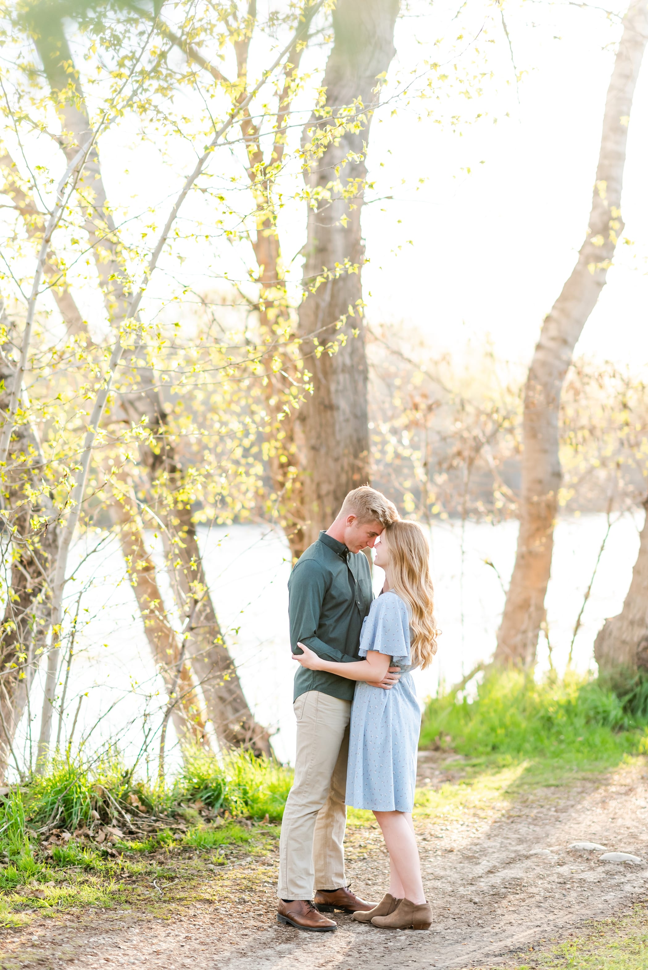 Glowy spring engagements at the Boise greenbelt