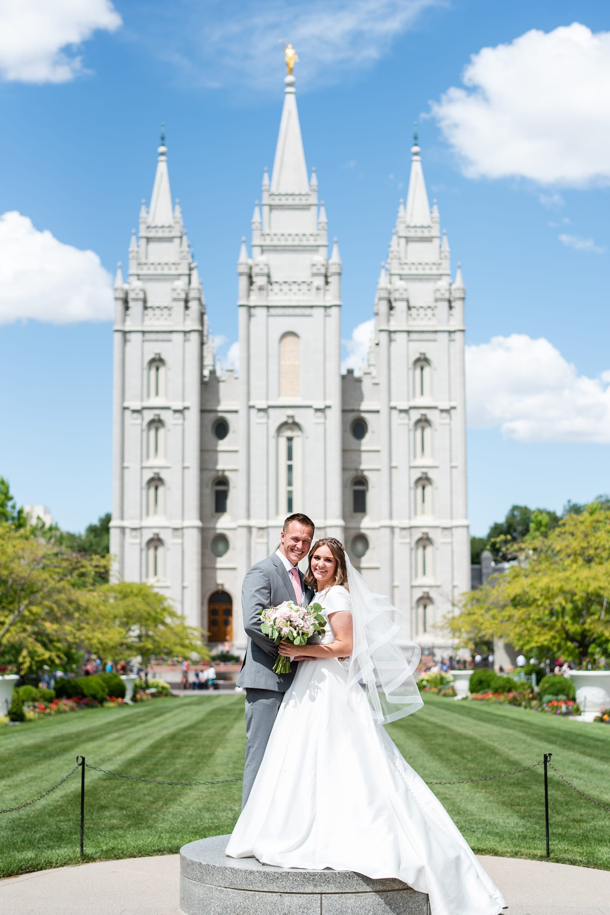 Salt Lake temple iconic bride and groom shot